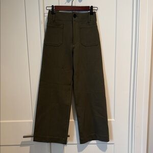 Maeve Olive Green Wide-Leg Trousers